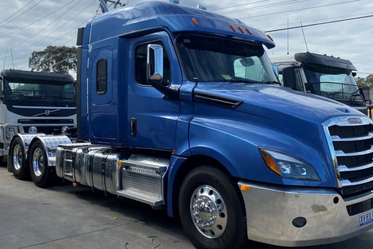 Custom blue paint Freightliner truck