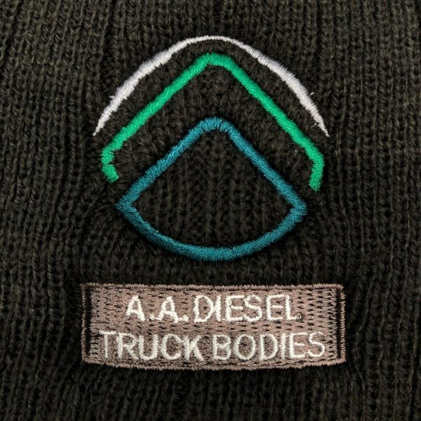 AA Diesel Truck Bodies Premium Beanie Logo Closeup